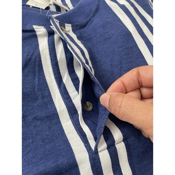 Vintage Striped T Shirt Mens 2XL Blue White Oversized Streetwear NWT - Picture 5 of 9